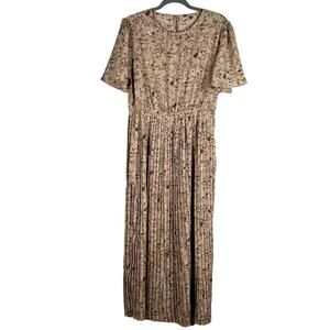 Unbranded Woman size L Pleated Muted Floral Boho Cottage Core Maxi Dress